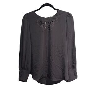LC Lauren Conrad Black Puff Sleeve Blouse, NWOT